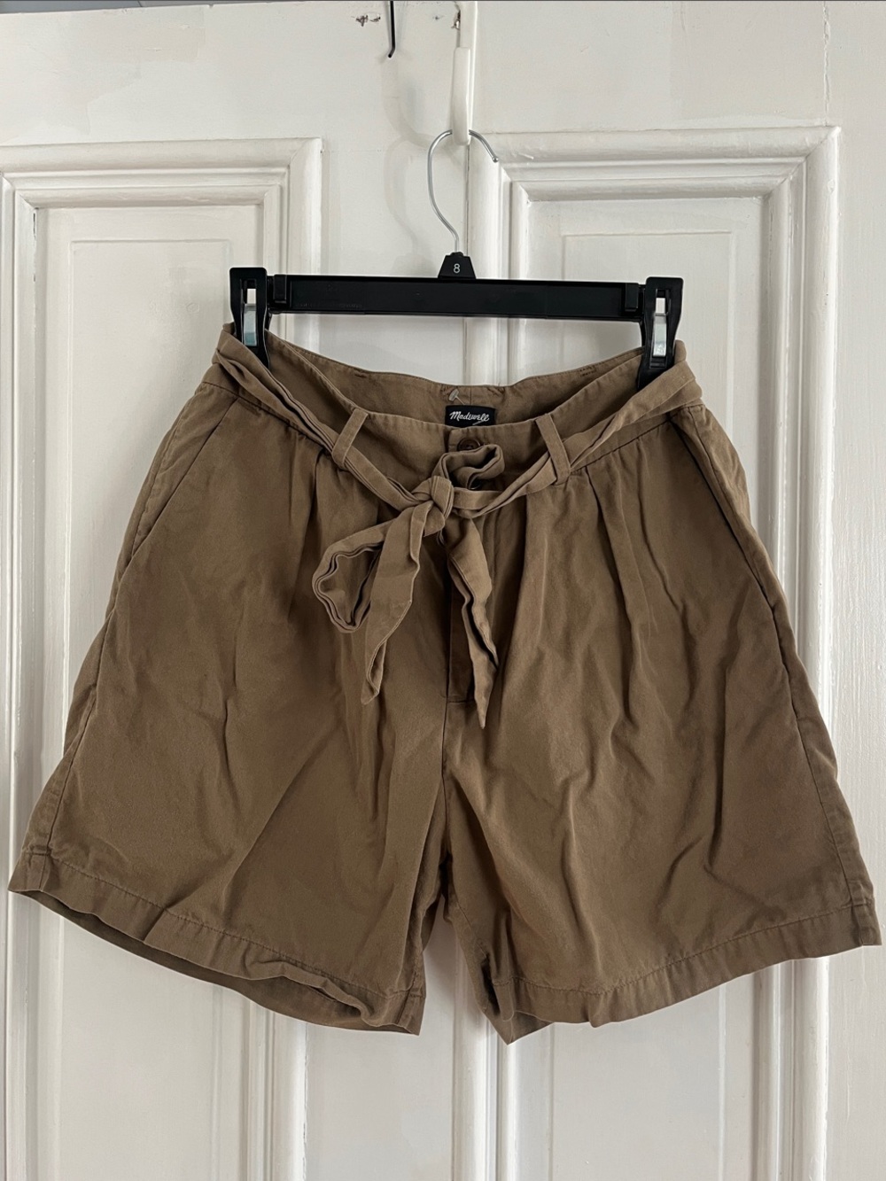Madewell High-Rise Paperbag Tie-Waist Shorts - Olive green